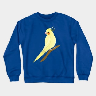 A yellow cockatiel perched on a branch Crewneck Sweatshirt